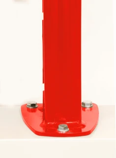 Poteau grillage rigide 1467mm  Rouge clair brillant - DeltaMax platine soudée - Produits de clôture Verpillat