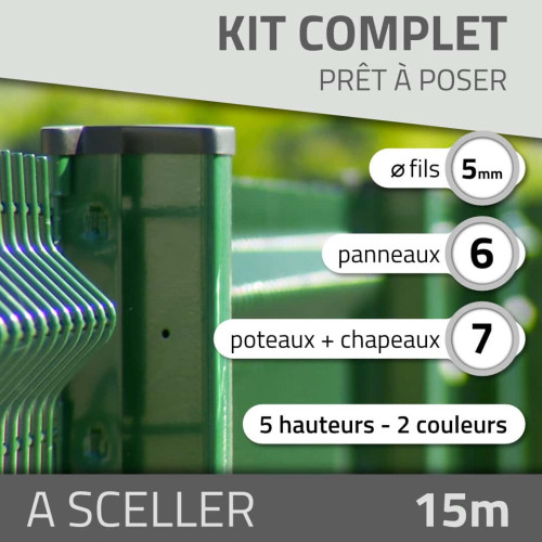 Kit à sceller - 15ml - 1,2m -  Gris anthracite - Kit clôture à sceller 15, 30 ou 50ml