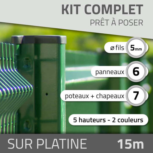 Kit sur platine - 15ml - 0,8m -  Gris anthracite - Kit clôture sur platine 15, 30 ou 50ml